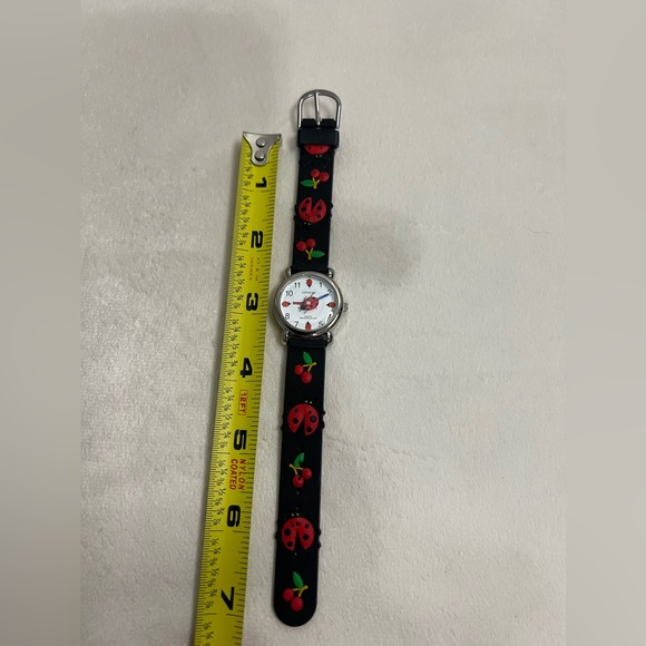 Geneva Quartz Girls Ladybug with Cherries Black Wrist Watch Water Resistant - Picture 5 of 14